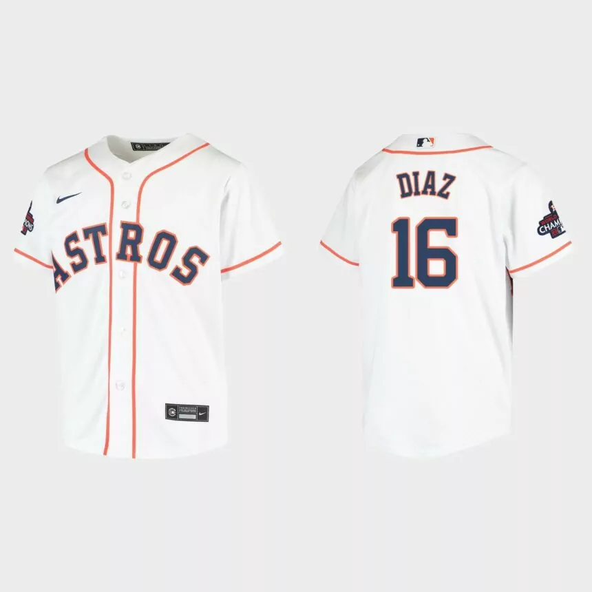 Youth Houston Astros Aledmys Diaz White 2022 World Series Champions Replica Jersey