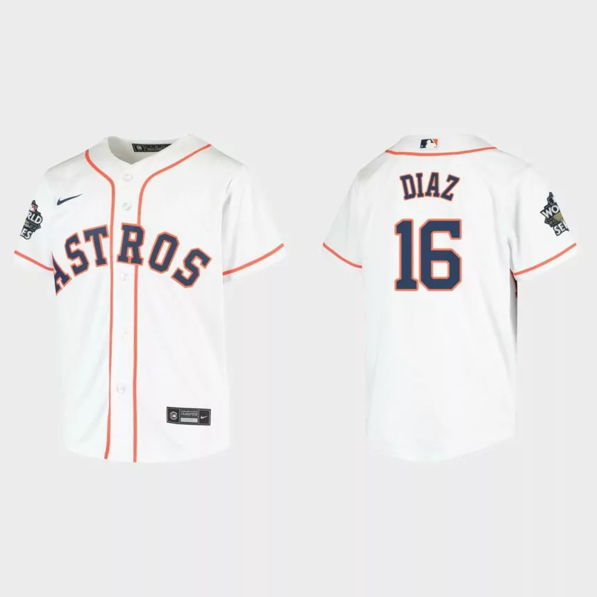 Youth Houston Astros Aledmys Diaz White 2022 World Series Replica Jersey