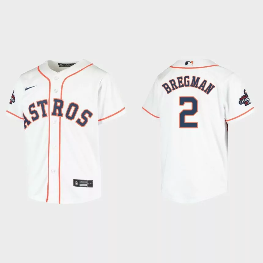 Youth Houston Astros Alex Bregman White 2022 World Series Champions Replica Jersey