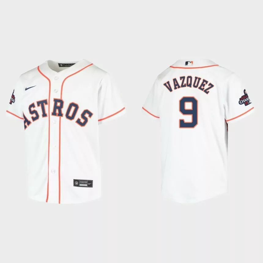 Youth Houston Astros Christian Vazquez White 2022 World Series Champions Replica Jersey