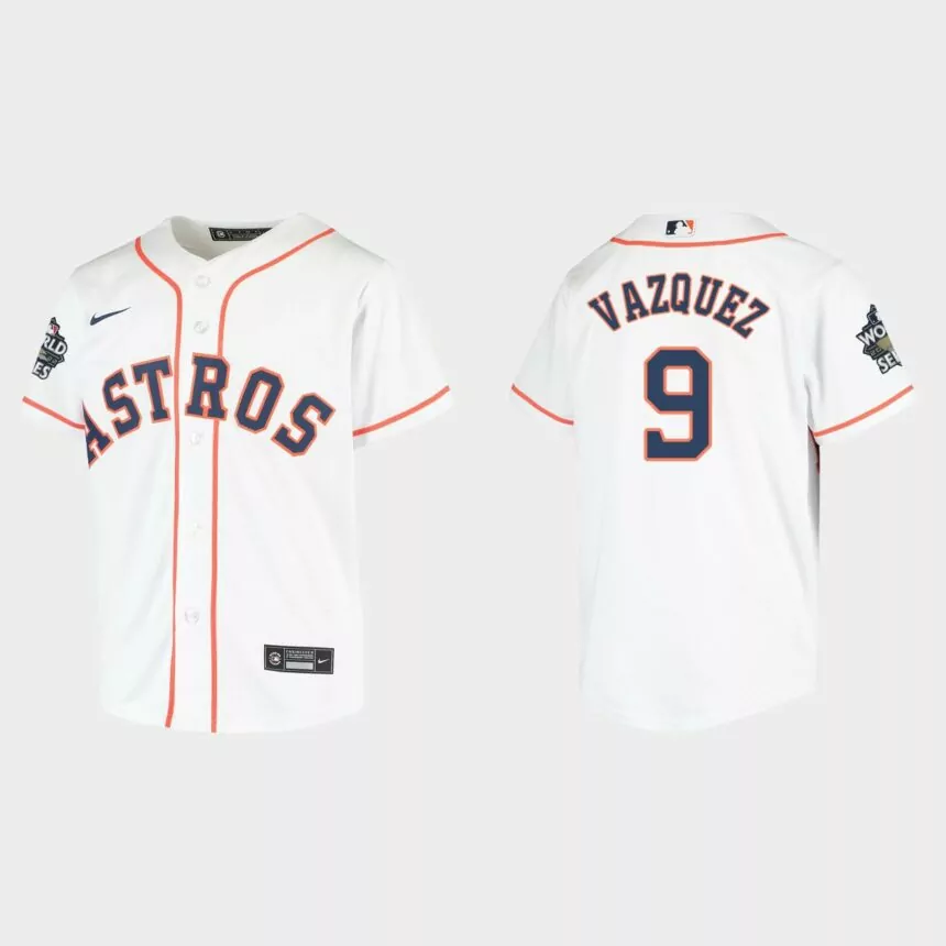 Youth Houston Astros Christian Vazquez White 2022 World Series Replica Jersey