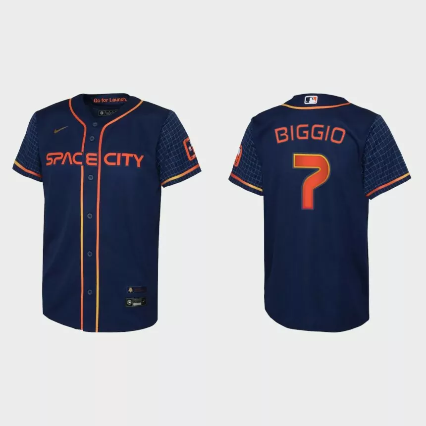 Youth Houston Astros Craig Biggio Navy 2022 City Connect Replica Jersey
