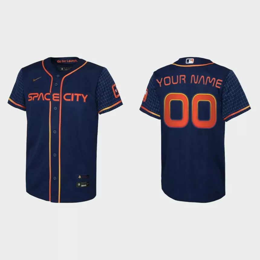 Youth Houston Astros Custom Navy 2022 City Connect Replica Jersey