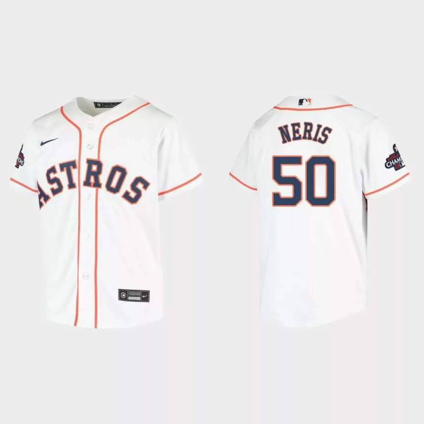 Youth Houston Astros Hector Neris White 2022 World Series Champions Replica Jersey