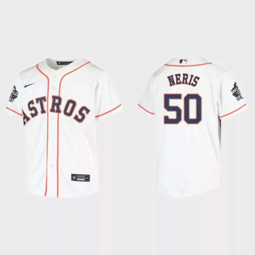 Youth Houston Astros Hector Neris White 2022 World Series Replica Jersey