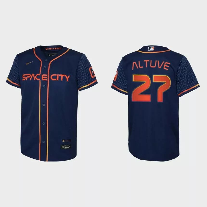 Youth Houston Astros Jose Altuve Navy 2022 City Connect Replica Jersey