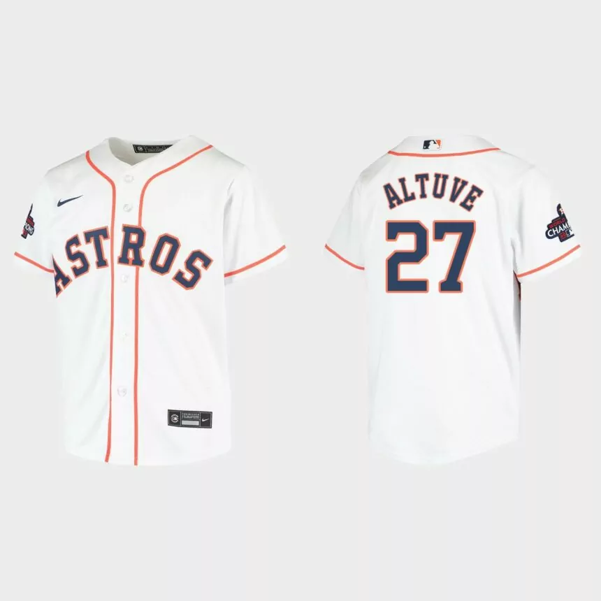 Youth Houston Astros Jose Altuve White 2022 World Series Champions Replica Jersey