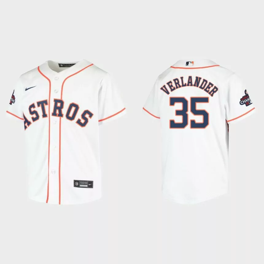 Youth Houston Astros Justin Verlander White 2022 World Series Champions Replica Jersey