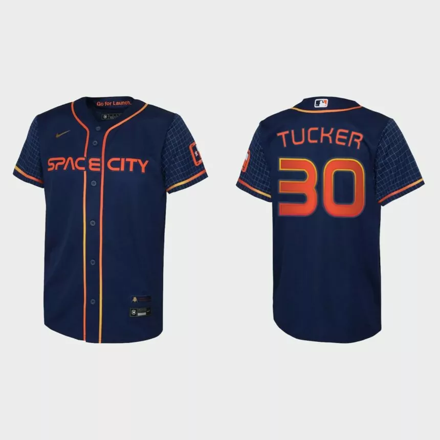 Youth Houston Astros Kyle Tucker Navy 2022 City Connect Replica Jersey