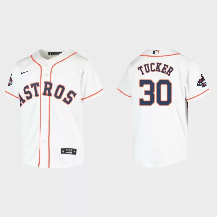 Youth Houston Astros Kyle Tucker White 2022 World Series Champions Replica Jersey