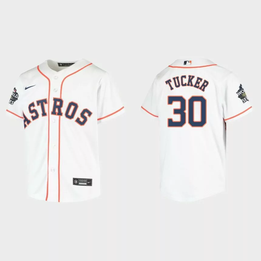 Youth Houston Astros Kyle Tucker White 2022 World Series Replica Jersey