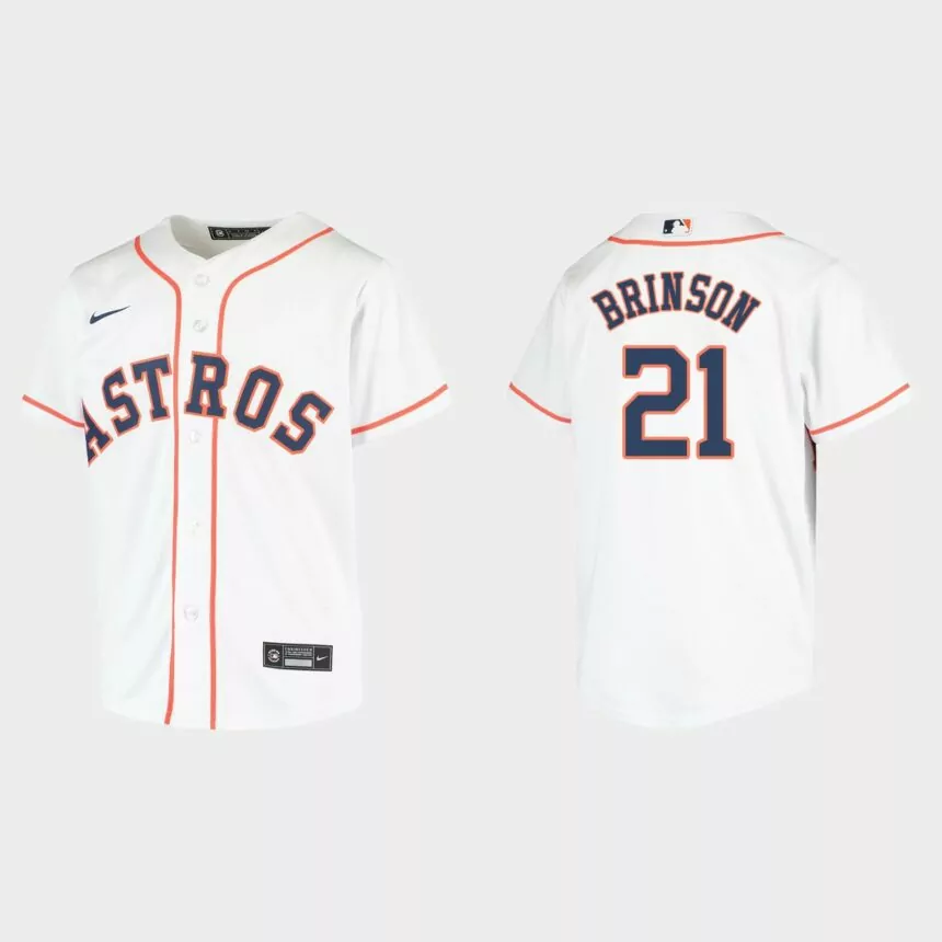 Youth Houston Astros Lewis Brinson White Replica Home Jersey