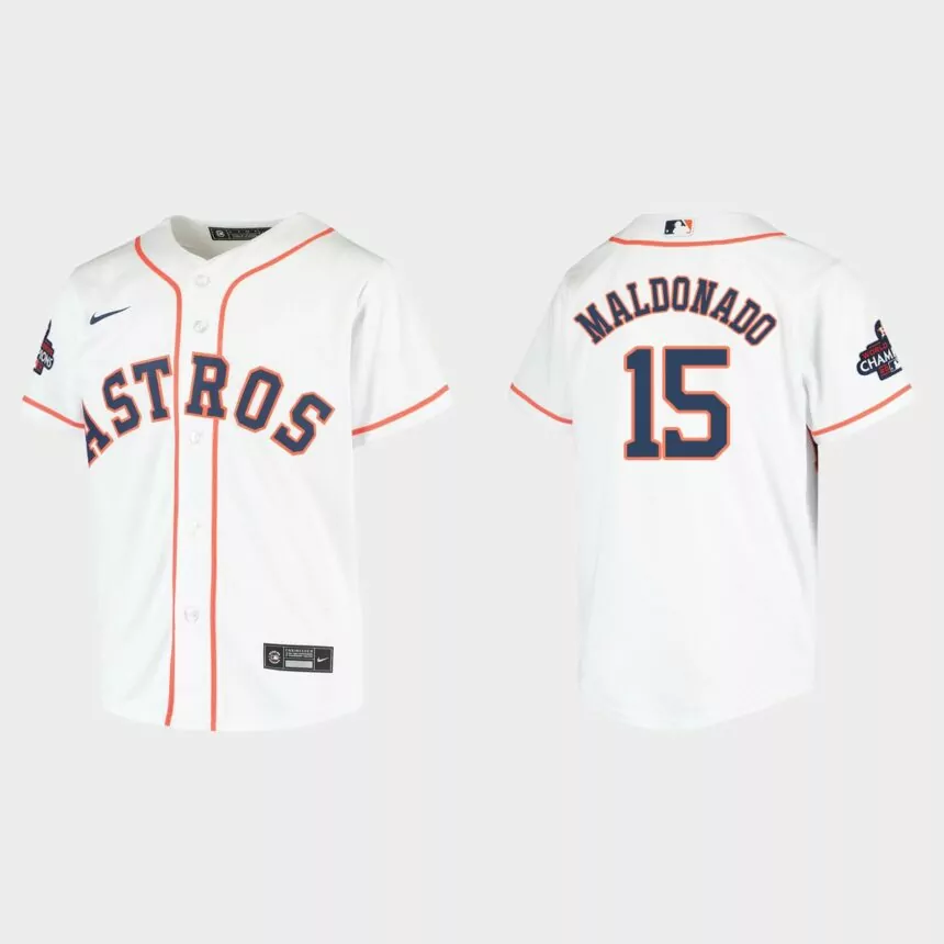Youth Houston Astros Martin Maldonado White 2022 World Series Champions Replica Jersey