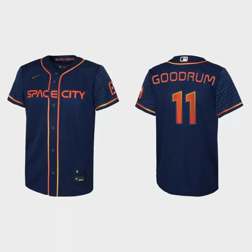Youth Houston Astros Niko Goodrum Navy 2022 City Connect Replica Jersey