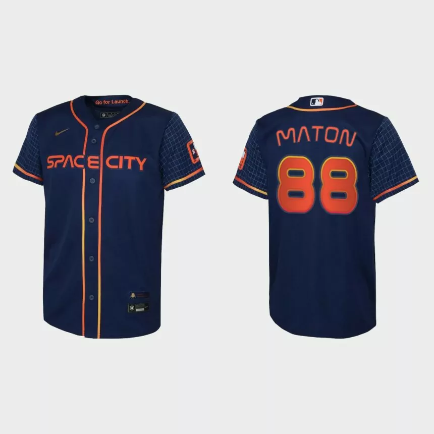 Youth Houston Astros Phil Maton Navy 2022 City Connect Replica Jersey