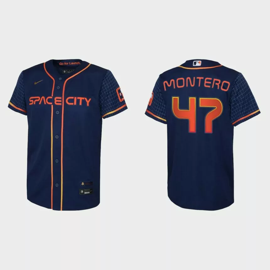Youth Houston Astros Rafael Montero Navy 2022 City Connect Replica Jersey