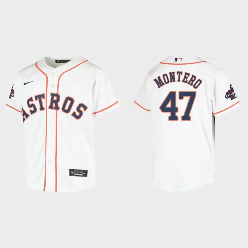 Youth Houston Astros Rafael Montero White 2022 World Series Champions Replica Jersey