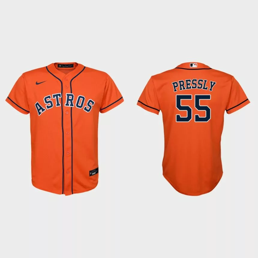 Youth Houston Astros Ryan Pressly Orange Replica Alternate Jersey