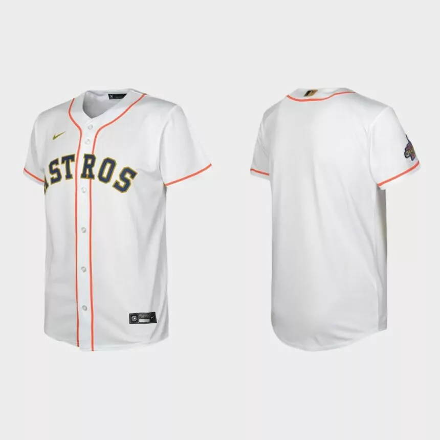 Youth Houston Astros White 2023 Gold Collection Replica Jersey