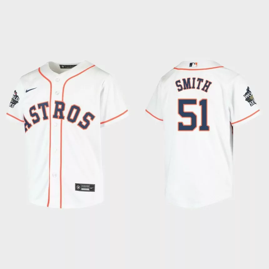 Youth Houston Astros Will Smith White 2022 World Series Replica Jersey