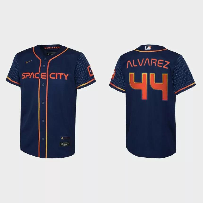 Youth Houston Astros Yordan Alvarez Navy 2022 City Connect Replica Jersey