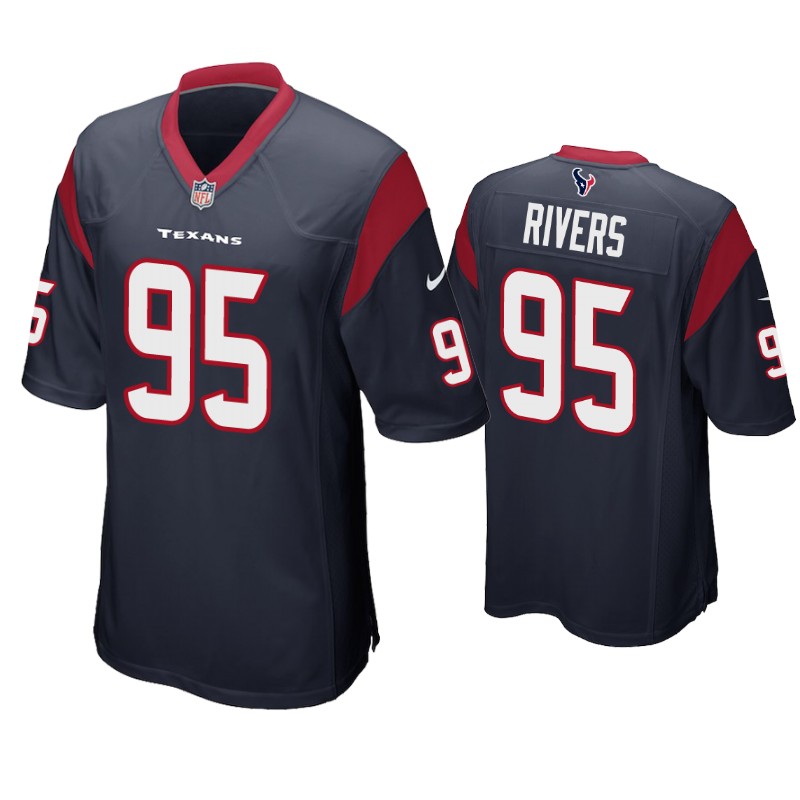 Youth Houston Texans #95 Derek Rivers Navy Blue Limited Jersey