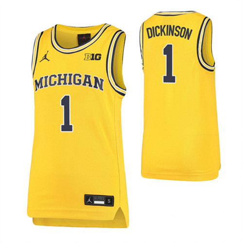 Youth Hunter Dickinson Jersey Maize Michigan Wolverines Replica