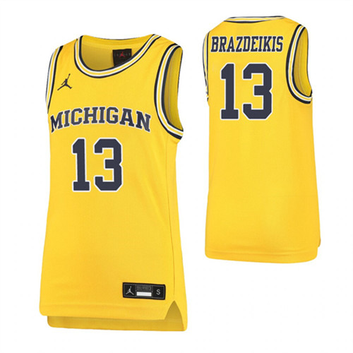 Youth Ignas Brazdeikis Jersey Maize Michigan Wolverines Replica