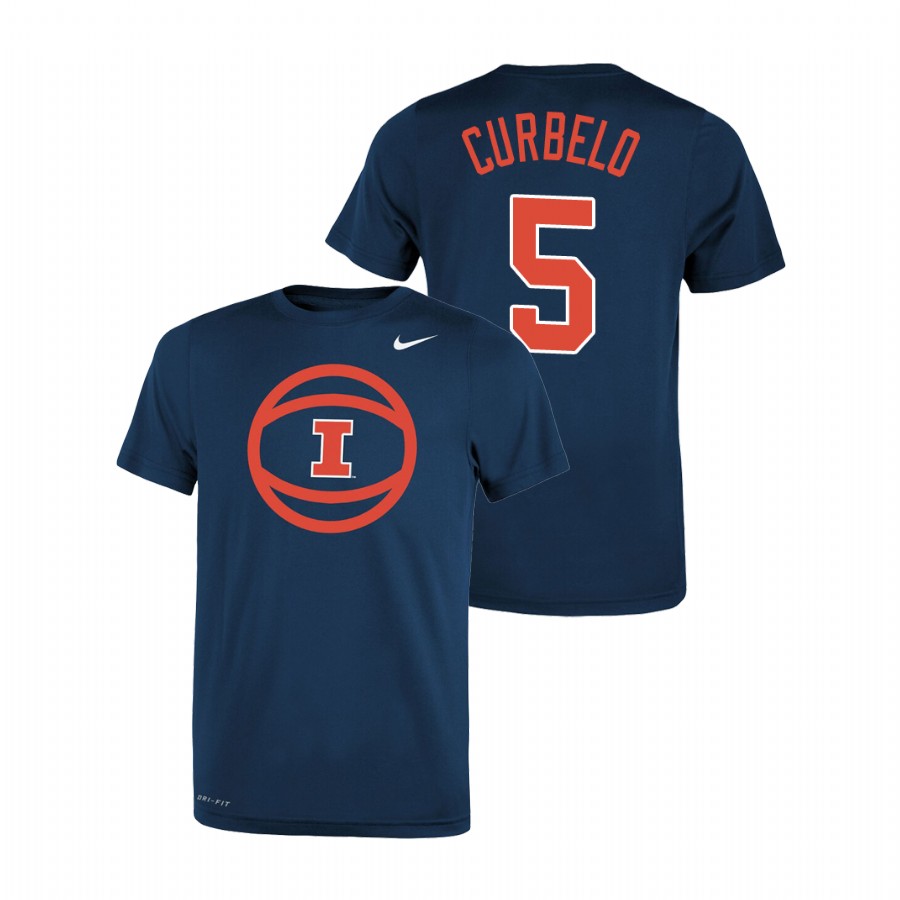 Youth Illinois Fighting Illini Basketball Logo Andre Curbelo Navy T-Shirt