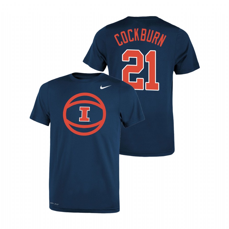 Youth Illinois Fighting Illini Basketball Logo Kofi Cockburn Navy T-Shirt