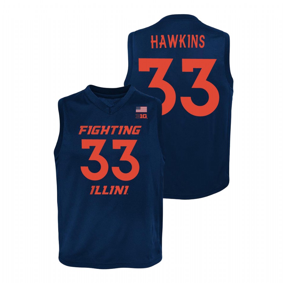 Youth Illinois Fighting Illini Coleman Hawkins Basketball Jersey Navy