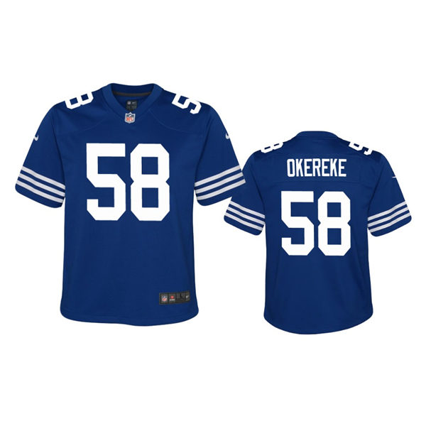 Youth Indianapolis Colts #58 Bobby Okereke Nike Royal Alternate Retro Vapor Limited Jersey