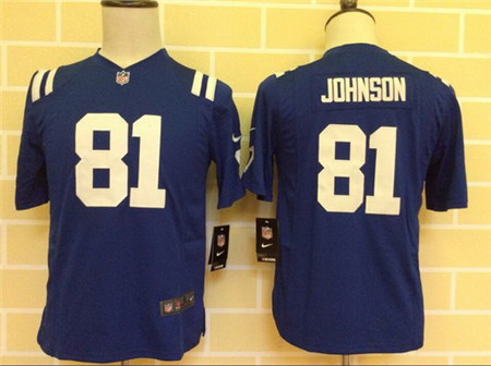 Youth Indianapolis Colts #81 Andre Johnson Nike Blue Game Stitched Jersey