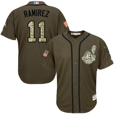Youth Indians #11 Jose Ramirez Green Salute to Service Stitched Youth Baseball Jersey