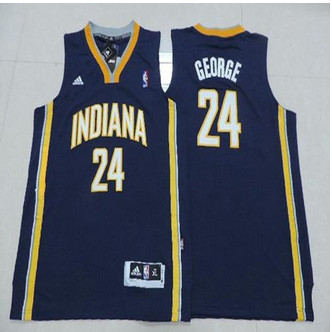 Youth Indlana Pacers #24 Paul George Navy Blue Stitched NBA Jersey