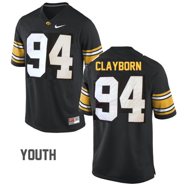 Youth Iowa Hawkeyes #94 Adrian Clayborn Black Football Jersey