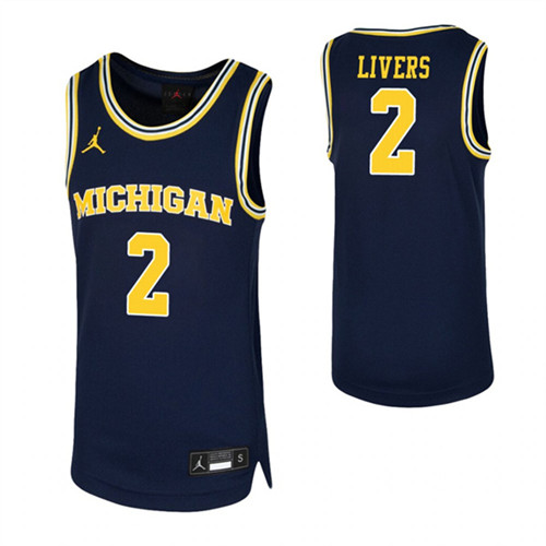 Youth Isaiah Livers Jersey Navy Michigan Wolverines Replica