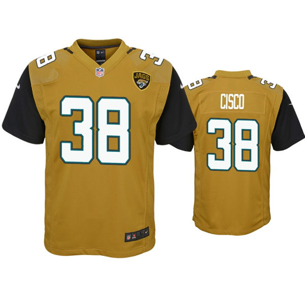 Youth Jacksonville Jaguars #38 Andre Cisco Nike Bold Gold Color Rush Jersey
