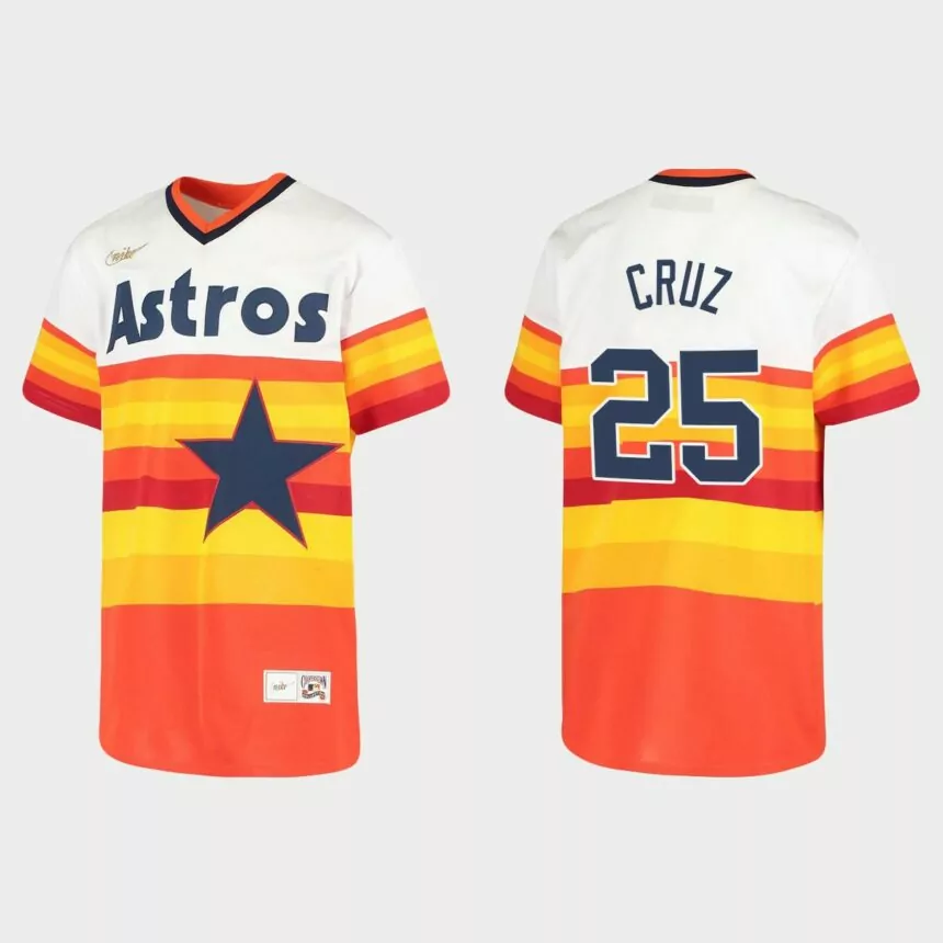 Youth Jose Cruz #25 Houston Astros Home Cooperstown Collection Jersey – White