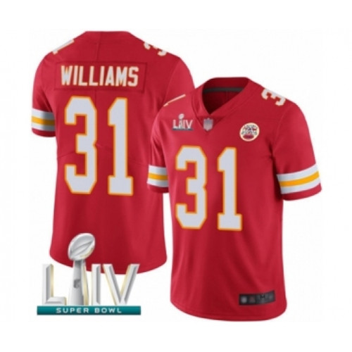 Youth Kansas City Chiefs #31 Darrel Williams Red Team Color Vapor Untouchable Limited Player Super Bowl LIV Bound Football Jersey