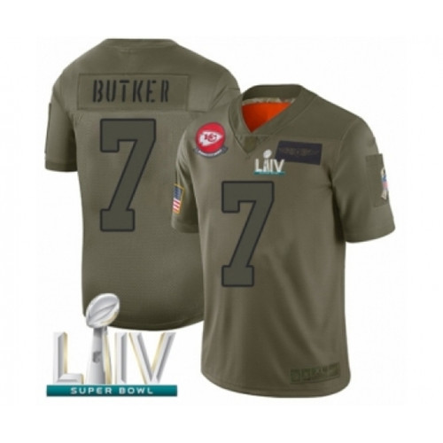 Youth Kansas City Chiefs #7 Harrison Butker Limited Olive 2019 Salute to Service Super Bowl LIV Bound Football Jersey
