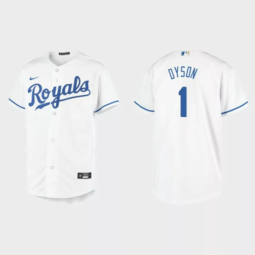 Youth Kansas City Royals #1 Jarrod Dyson White Replica Home Jersey