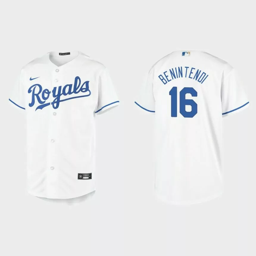 Youth Kansas City Royals #16 Andrew Benintendi White Replica Home Jersey