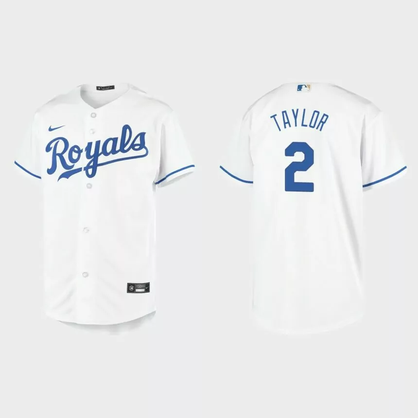 Youth Kansas City Royals #2 Michael A. Taylor White Replica Home Jersey