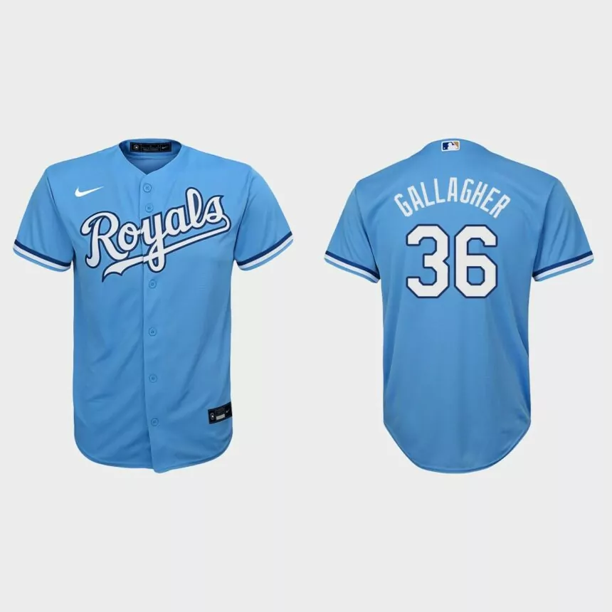 Youth Kansas City Royals #36 Cam Gallagher Light Blue Replica Alternate Jersey