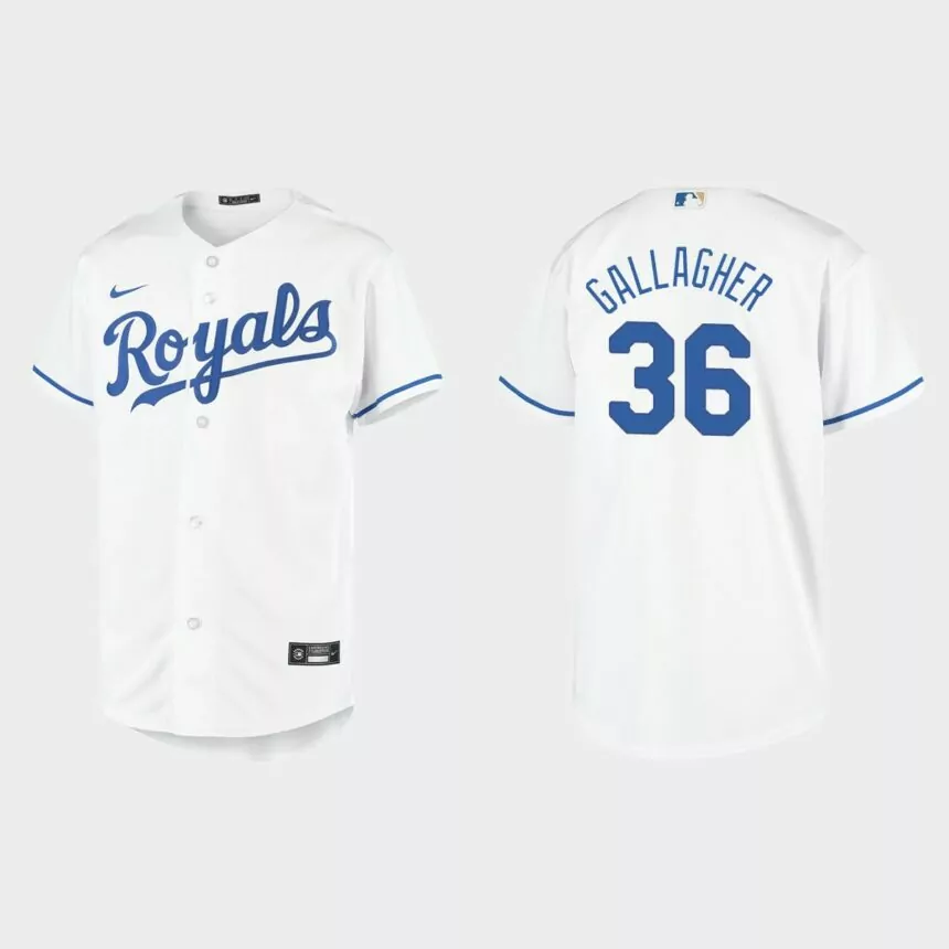 Youth Kansas City Royals #36 Cam Gallagher White Replica Home Jersey