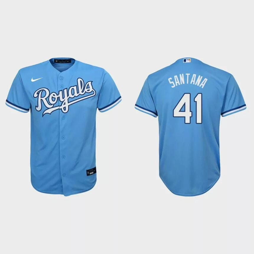 Youth Kansas City Royals #41 Carlos Santana Light Blue Replica Alternate Jersey