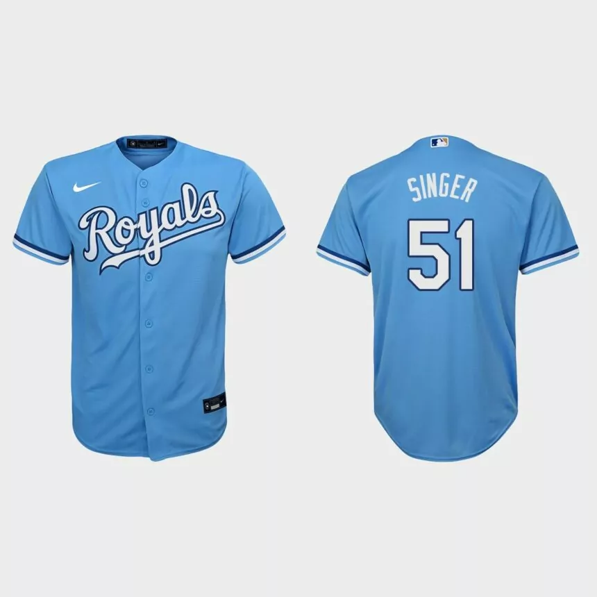 Youth Kansas City Royals #51 Brady Singer Light Blue Replica Alternate Jersey