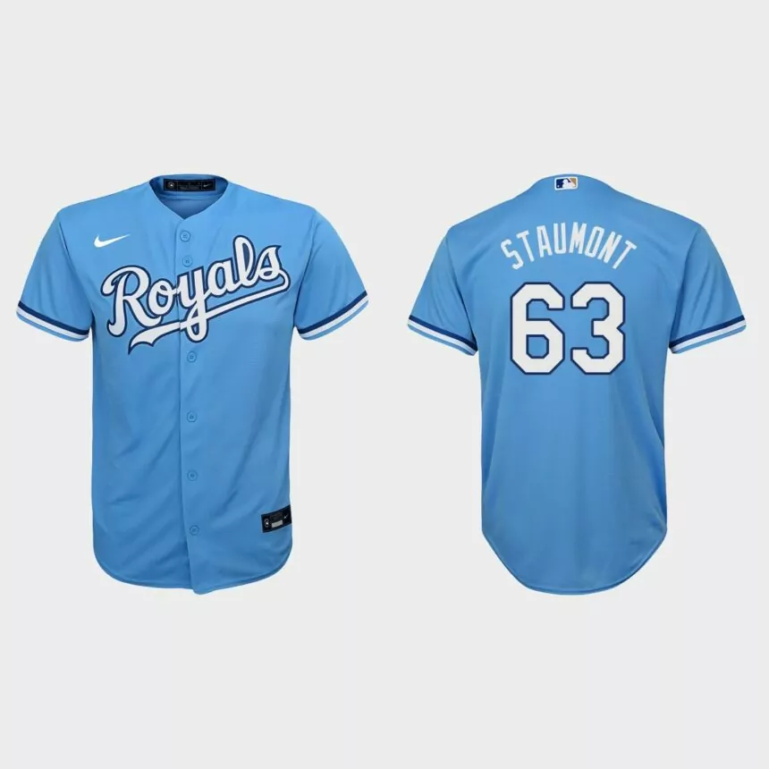 Youth Kansas City Royals #63 Josh Staumont Light Blue Replica Alternate Jersey