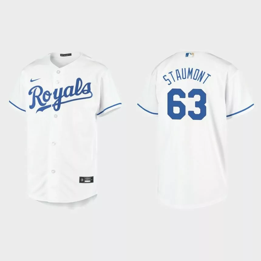 Youth Kansas City Royals #63 Josh Staumont White Replica Home Jersey
